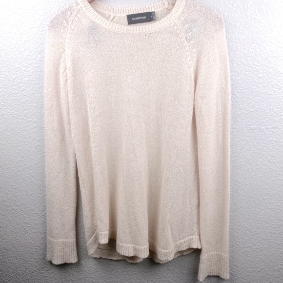 MinkPink Lightweight Knit Sweater Long Sleeve Size XS Cream Like New - Picture 5 of 5